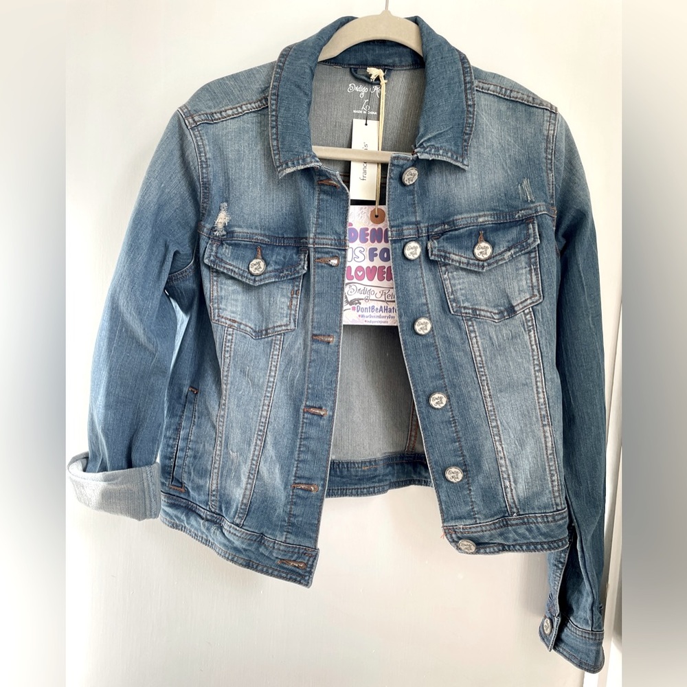 Francesca’s Indigo Rein Jean Jacket Size Large NWT